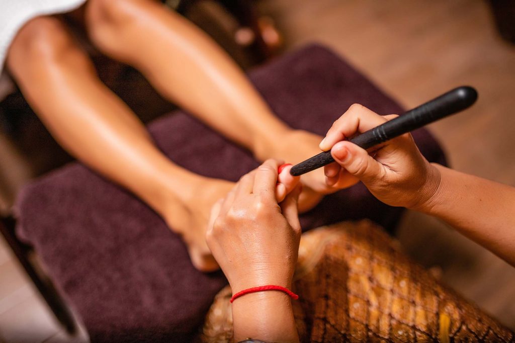 Woman receiving thai massage at Ya Sunrise Thai Massage Byron Bay